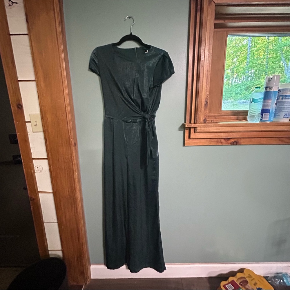 Lulu's hunter green Sheath Maxi Dress with Tie Front